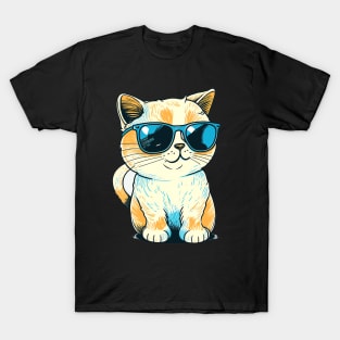 Cute ginger cat wearing sunglasses T-Shirt